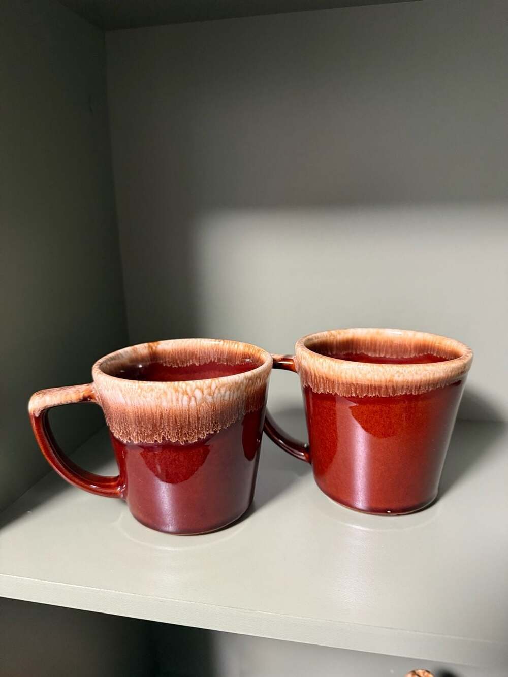 Mccoy Brown Drip Glaze Coffee Mugs Vintage Set